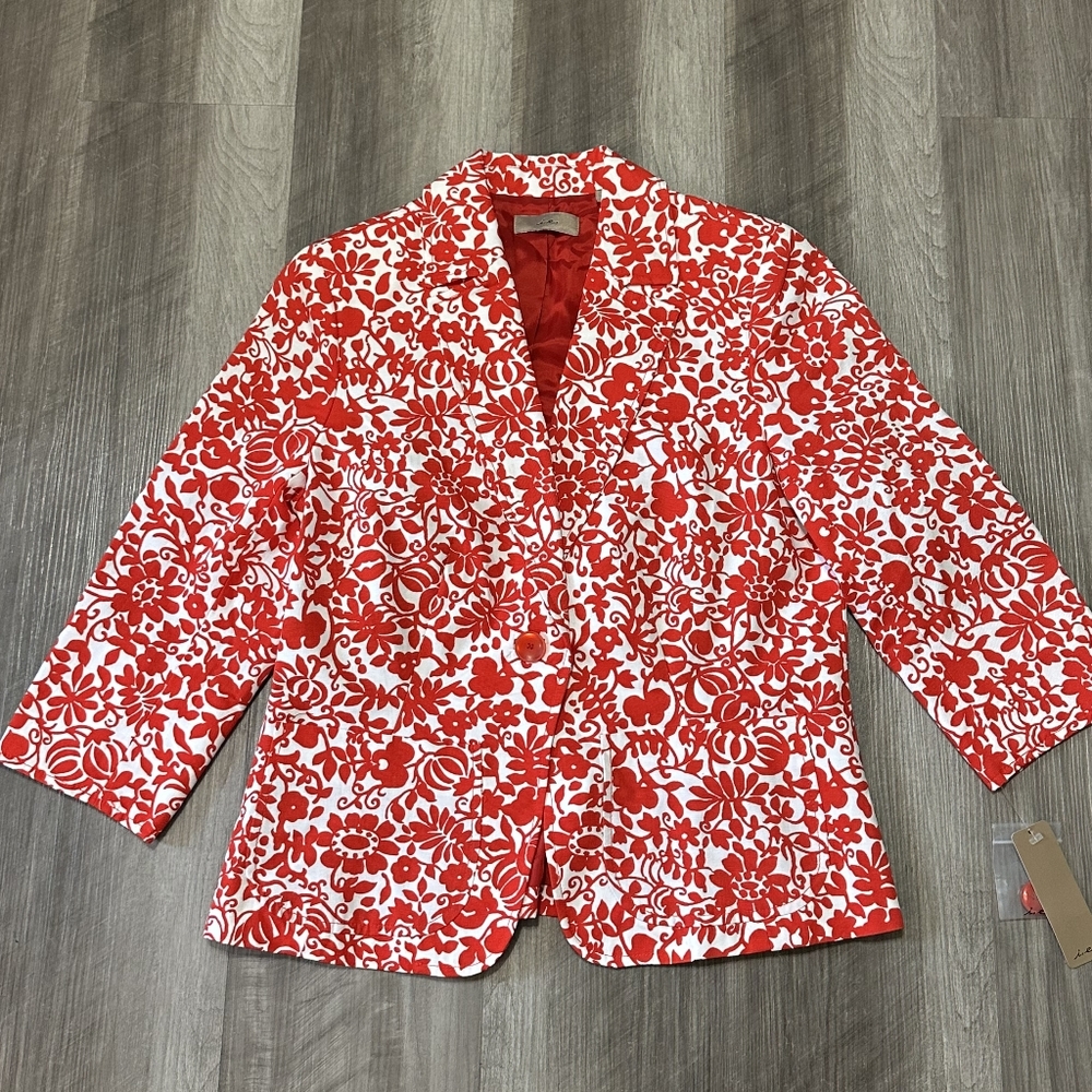 i.e Floral Red and White Women's Blazer  Nwts Size 10